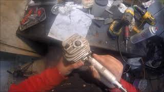 Chainsaw Cylinder porting Stihl 026 How to do simple 2 stroke porting [upl. by Adniled895]