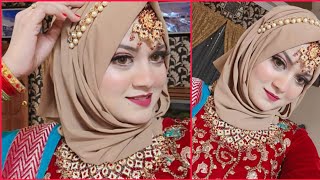 Easy Wedding Hijab Tutorial with Full Jewellery 2022  Amber Naz Official ❤️ [upl. by Clint503]