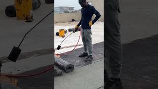 Bitumen Waterproofing on a rooftop waterproofing nigeria building ghana bitumen construction [upl. by Aral]