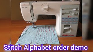 Usha Janome Stitch Magic stitch Alphabet order Democracy arstylecorner1282 in Telugu [upl. by Steffin]