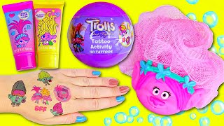 Trolls Band Together Tattoos and Soap SPA Experiment with Poppy Viva [upl. by Lledyr]