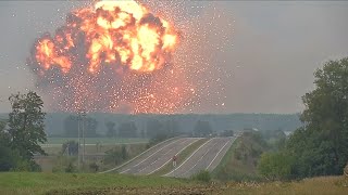 Massive explosion at Ukrainian military ammunitions depot [upl. by Helsell]