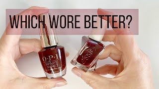 Comparing OPI and Essie  Watch Me Work [upl. by Ettenotna]