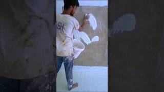 Wall putty design Wall apply popper 1st coat waterproof putty shorts painting design workout [upl. by Anitnoc]