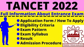 All About TANCET 2022 Notification Dates Application Eligibility Pattern Syllabus Admit Card [upl. by Petey750]