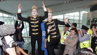 Jedward arrive home from Eurovision [upl. by Airdnaed]