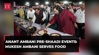 Anant Ambani preshaadi events Anna Seva for villagers in Jamnagar Mukesh Ambani serves food [upl. by Shama652]