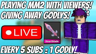 🔴Murder Mystery 2 LIVE  GIVING FREE GODLYS TO VIEWERS EVERY 5 SUBSCRIBERS [upl. by Archibald]