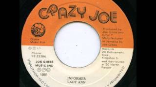 Lady Ann  Informer  Dub  7quot Crazy Joe 1981  KNOCKADUB 80S DANCEHALL [upl. by Tisha]