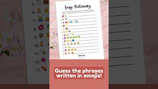 Printable Bridal Shower Game Emoji Pictionary Party Fun💍 [upl. by Rew244]