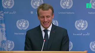 Après son discours à lONU Macron quotprésente toutes ses excuses au pupitrequot quil a maltraité [upl. by Holmes]