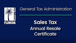 Sales Tax  Annual Resale Certificate [upl. by Lyrradal]