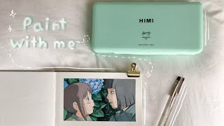 🌱Studio Ghibli Scene 。Unboxing 。 سكتش بوك جديد 。تجربة ألوان جيلي جواش [upl. by Orabelle704]