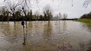 Hochwasser Greven 2023  Ems Hochwasser Greven am Freibad Greven [upl. by Kimberley]