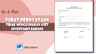 SURAT PERNYATAAN TIDAK MENGGUNAKAN ASET INVENTARIS BARANG [upl. by Heffron]