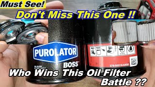 Purolator Boss PBL14476 Oil Filter Cut Open vs TRD PTR4333010 Oil Filter Cut Open [upl. by Ynavoj485]