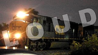 TrueSound™ Real Sound INSANE DEAFENING HORN 2x CSX Train EMD SD70 Locomotive at Miami Airport [upl. by Judas]