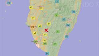 Magnitude 64 2016 Taiwan Earthquake with Earthquake Early Warning [upl. by Faydra]