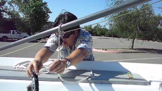 Sailing Basics How to Rig Small Sailboat Like JY 14 20110706sailing [upl. by Pittman]