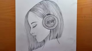 Comment dessiner une fille portant un casque  Croquis au crayon pour débutant  Dessin de fille [upl. by Dorcas717]