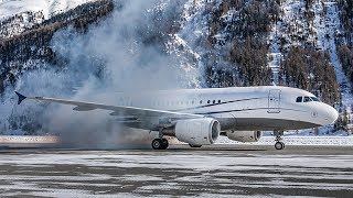 SMOKY Private Airbus A318 START UP Samedan DC Aviation Malta [upl. by Sidky]