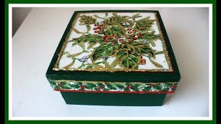 Caja navideña con decoupage y papel foil  Navidad 2017  Manualidades navideñas  DIY  Tutorial [upl. by Kalvn]