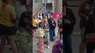 Scotland Edinburgh Festival street dancing of a bearded family shorts scotland edinburgh street [upl. by Heigl782]