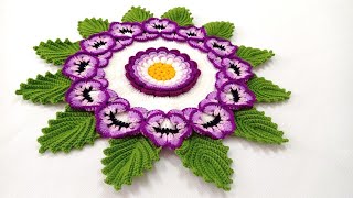 Ideas increíbles de Flores de Pensamiento a crochet  Tapete para decorar tu sala y comedor [upl. by Frants868]