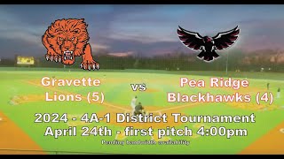 Gravette 5 at Pea Ridge 4  4A1 District Tournament  High School Varsity Baseball [upl. by Regdirb]