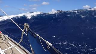 28 foot yacht semi knock down by breaking wave in stormy seas [upl. by Arema]