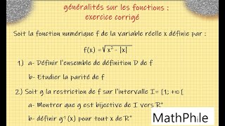 Généralités sur les fonctions 1er bac SM exercice 1 [upl. by Neenaj]