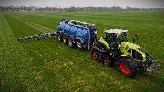 Gülle fahren 2024 mit Claas Axion 960 Terra Trac und Kumm Fass vom LU Markus Holtgers Fendt MAN [upl. by Leizahaj]