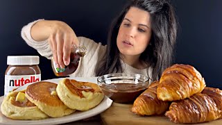 PANCAKES CROISSANTS amp NUTELLA  MUKBANG  ASMR [upl. by Eiboh]