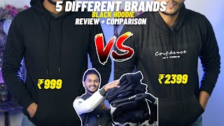 BLACK HOODIE HAUL OF 5 DIFFERENT BRANDS  Review  Comparison 🔥 Hoodie Haul Men  Zahid Akhtar [upl. by Daggett484]