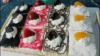 كيكة بأربع نكهات 😲كيكة أنا ماشى سهل😜One Cake With Different Flavors [upl. by Eceinehs611]