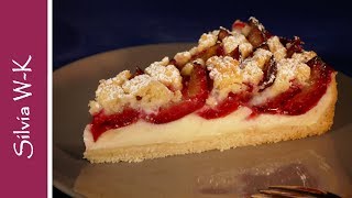 Zwetschgenkuchen mit Pudding  Pflaumenkuchen  mit Pudding und Streusel [upl. by Jar861]