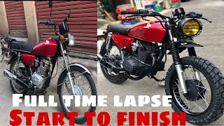 Honda Tmx 125 Scrambler Brat Build full time lapse low budget build Honda tmx 125 Cafe racer [upl. by Atinat393]