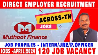 New Jobs in Tamilnadu 2024  Muthoot Finance Ltd  தமிழ்நாட்டில் வேலை வாய்ப்புகள் [upl. by Aitret]