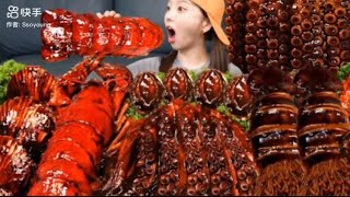 octopus street food spicy nodules challenge mukbang fast food [upl. by Ideih]