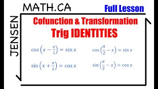 Cofunction amp Transformations Identities full lesson  grade 12 MHF4U  jensenmathca [upl. by Haden]