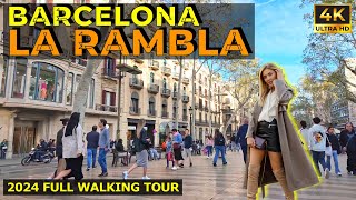 Barcelona La Rambla Walking Tour 2024 Feel The Vibe of Central Barcelona 4k [upl. by Yves]