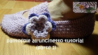 pantofole alluncinetto tutorial modello glicine parte 1 [upl. by Ahsyle]