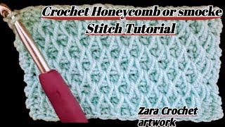 How to Crochet The Honeycomb Stitch  Smocke Stitch Tutorial [upl. by Nnayram34]