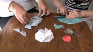 Basteln falten Papierblume Blume Papier Achteck Origami [upl. by Emarie]