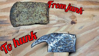 Making a Hookaroon  Pickaroon from a Rusty Axe Head [upl. by Lardner]