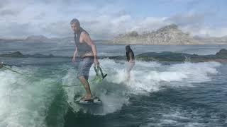 SETUP FOR WAKESURFING BEHIND A DIRECT DRIVE BOAT SEE WHAT 2300LBS OF BALLASTS amp SWELL WAKESHAPER DO [upl. by Eph972]