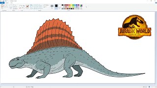 Drawing Dimetrodon from Jurassic World Dominion in MS Paint  How to draw a Dinosaur [upl. by Trin]