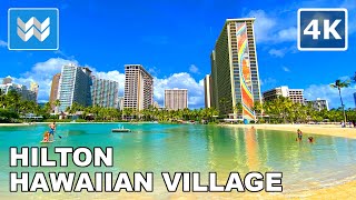 4K Hilton Hawaiian Village Waikiki Beach Resort in Honolulu Hawaii  Hotel Walking Tour 🎧 [upl. by Yeh409]