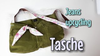 Tasche aus alter Jeans  Nähanleitung OHNE Schnittmuster  Für Anfänger  Nähtinchen [upl. by Lehsreh]