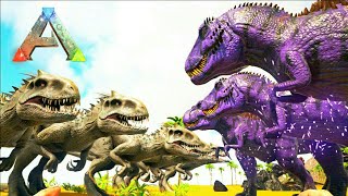 Ark Survival Evolved 6 Indominus Rex Vs 3 Omega 09 Boss T Rex Jurassic World Treta Jurassica 1 [upl. by Gwen]